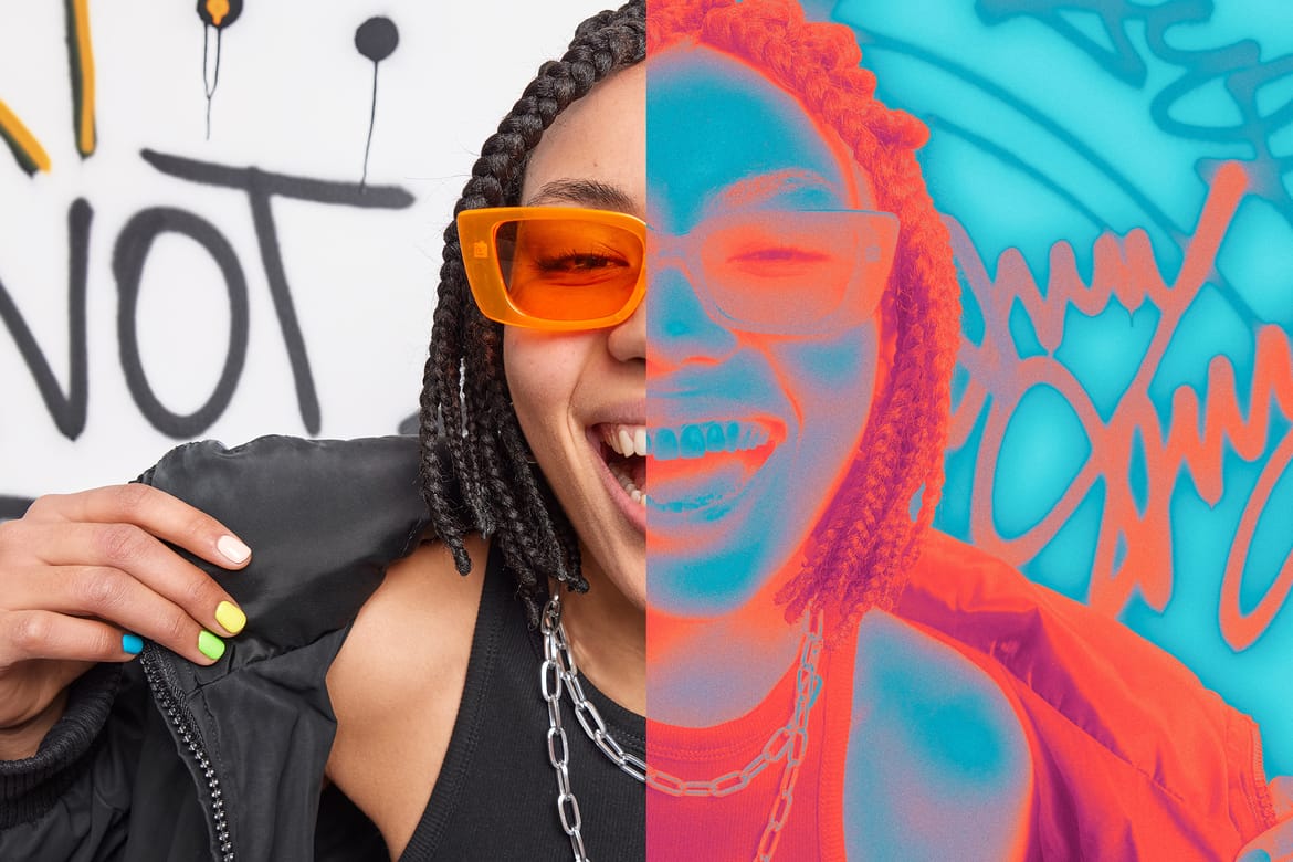 Glowing Gradient Map Image Effect Mockup