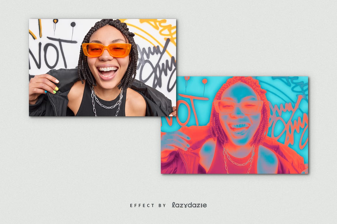 Glowing Gradient Map Image Effect Mockup