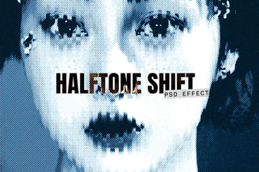Halftone Shift Image Effect Mockup