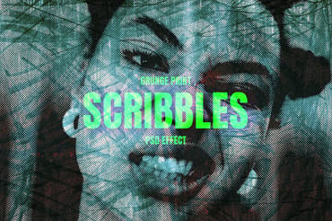 Messy Scribbles Image Effect Mockup