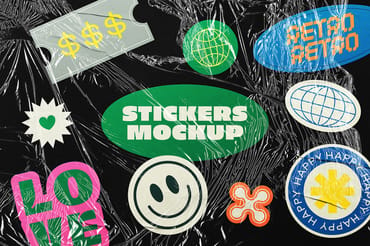 Wrinkled Plastic Stickers Mockup