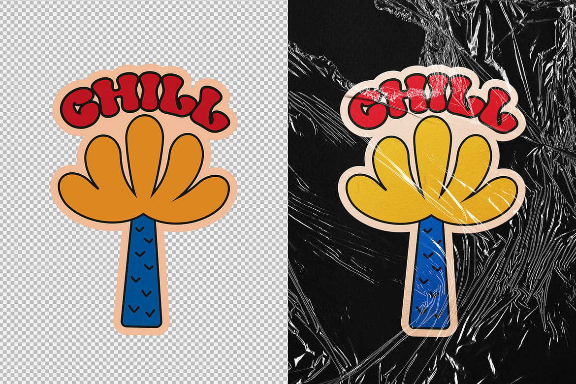 Wrinkled Plastic Stickers Mockup