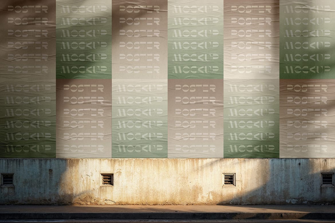 Outdoor Glued Posters Mockup