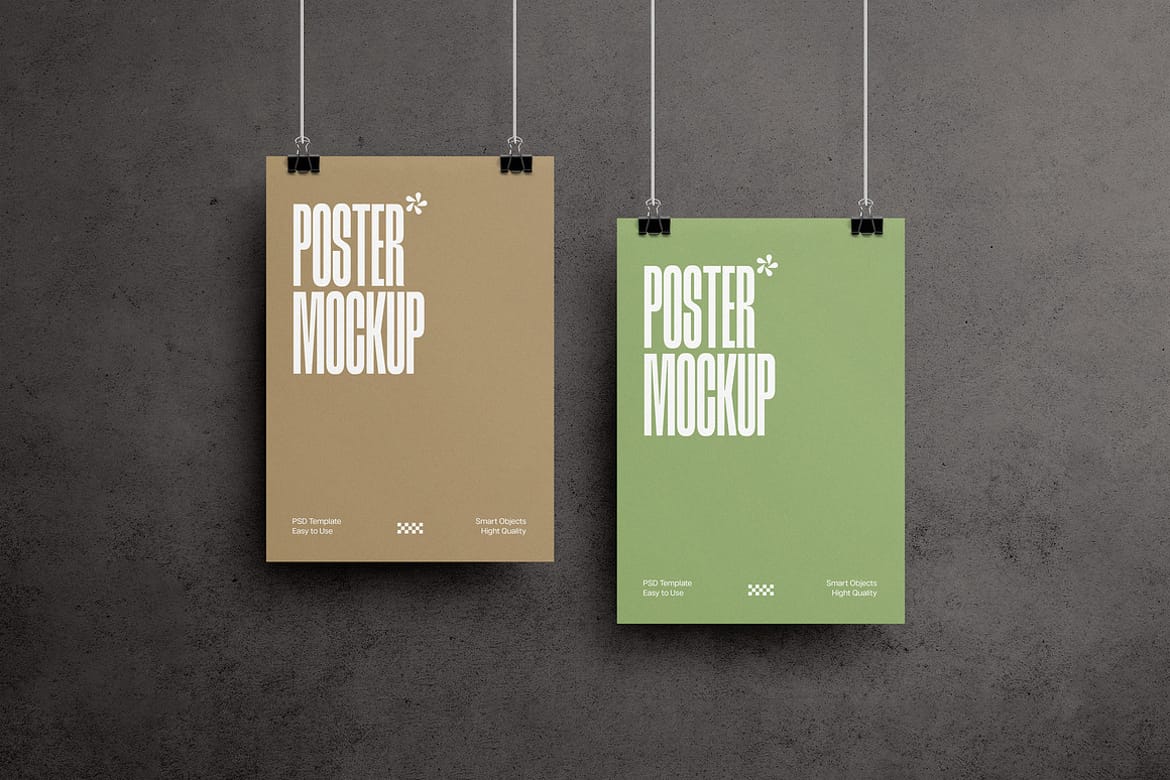Clipped Poster Mockups Set