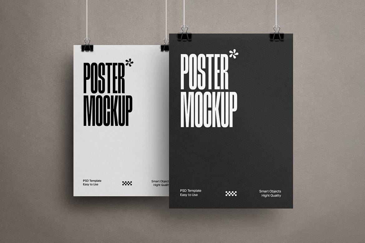 Clipped Poster Mockups Set