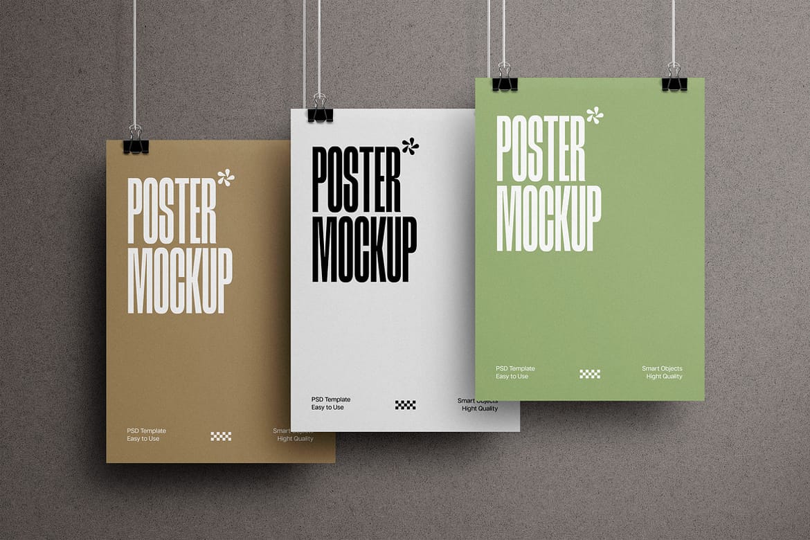 Clipped Poster Mockups Set