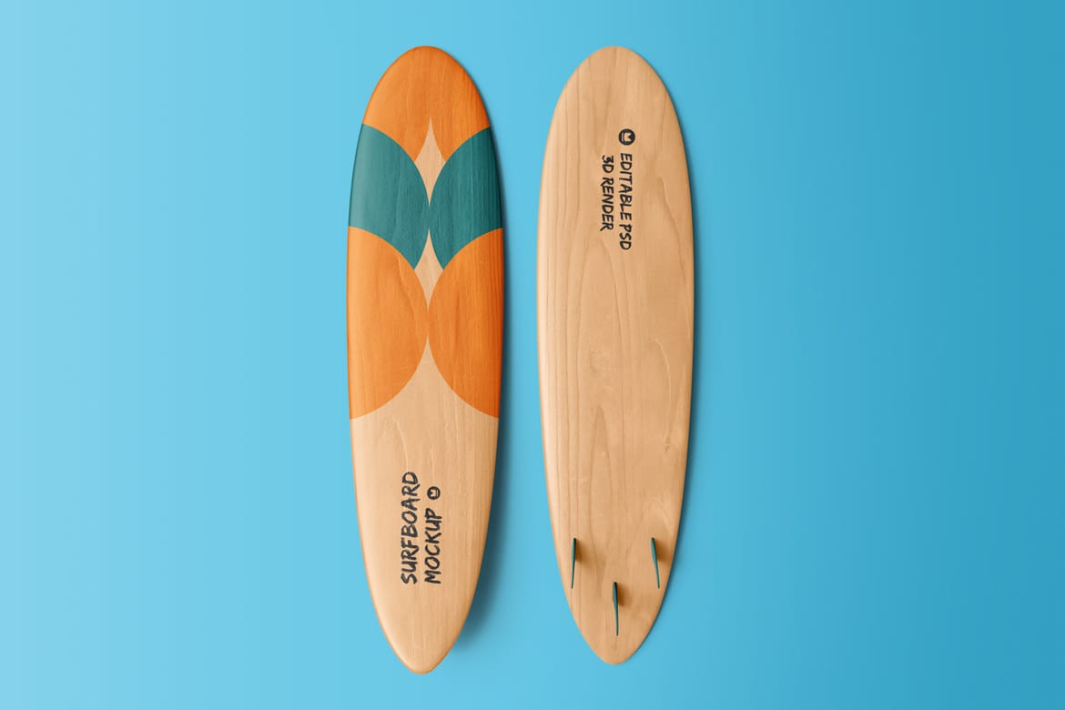 Wooden Surfboard Mockup