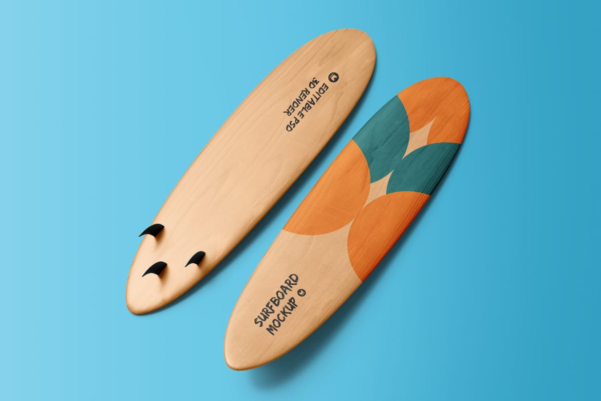 Wooden Surfboard Mockup