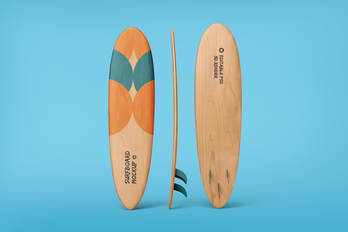 Wooden Surfboard Mockup