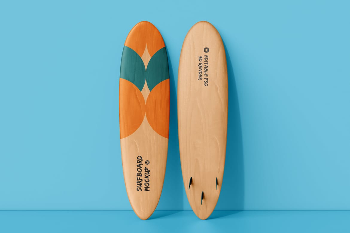 Wooden Surfboard Mockup