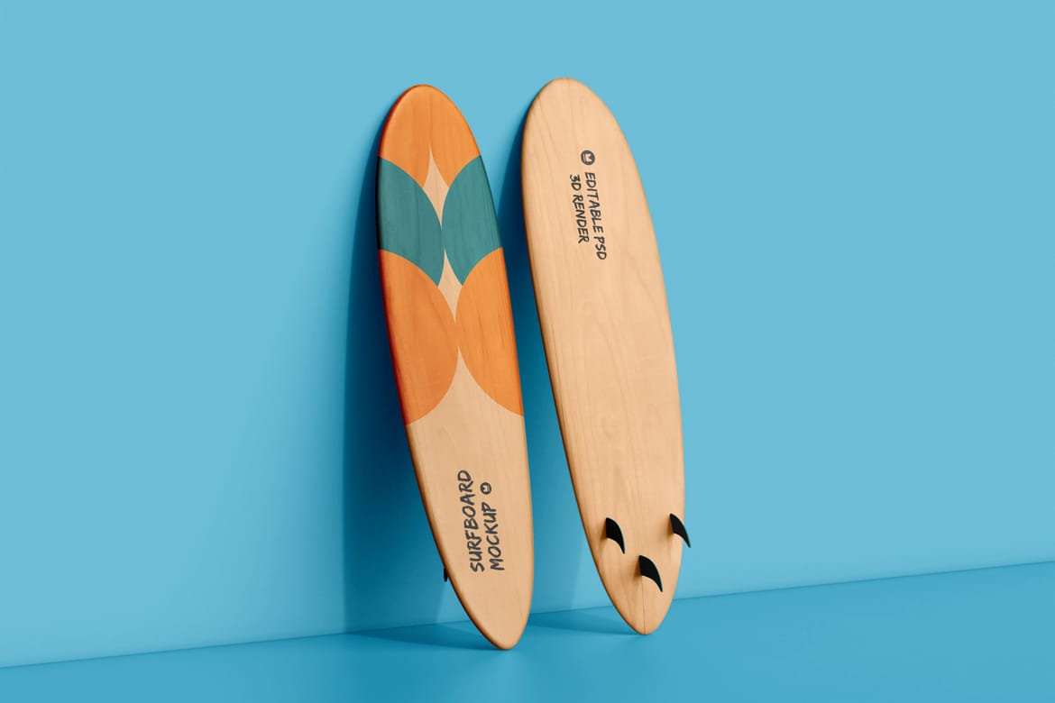 Wooden Surfboard Mockup