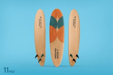 Wooden Surfboard Mockup