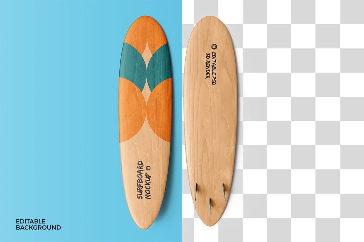 Wooden Surfboard Mockup