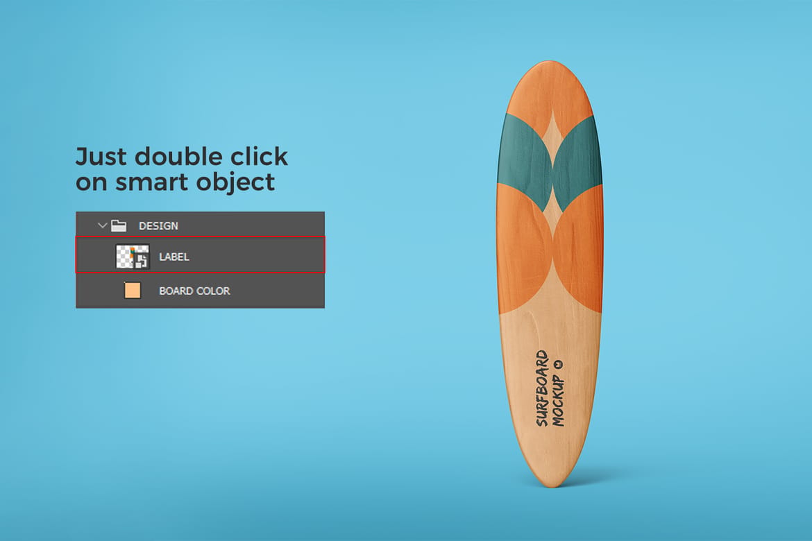 Wooden Surfboard Mockup
