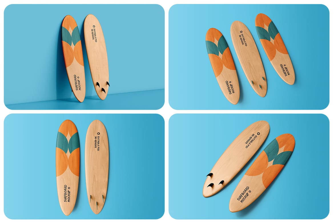 Wooden Surfboard Mockup