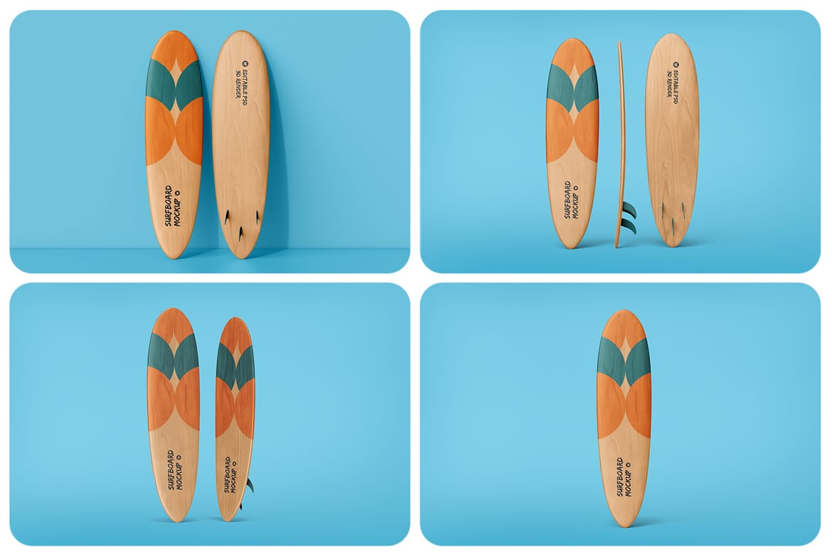 Wooden Surfboard Mockup