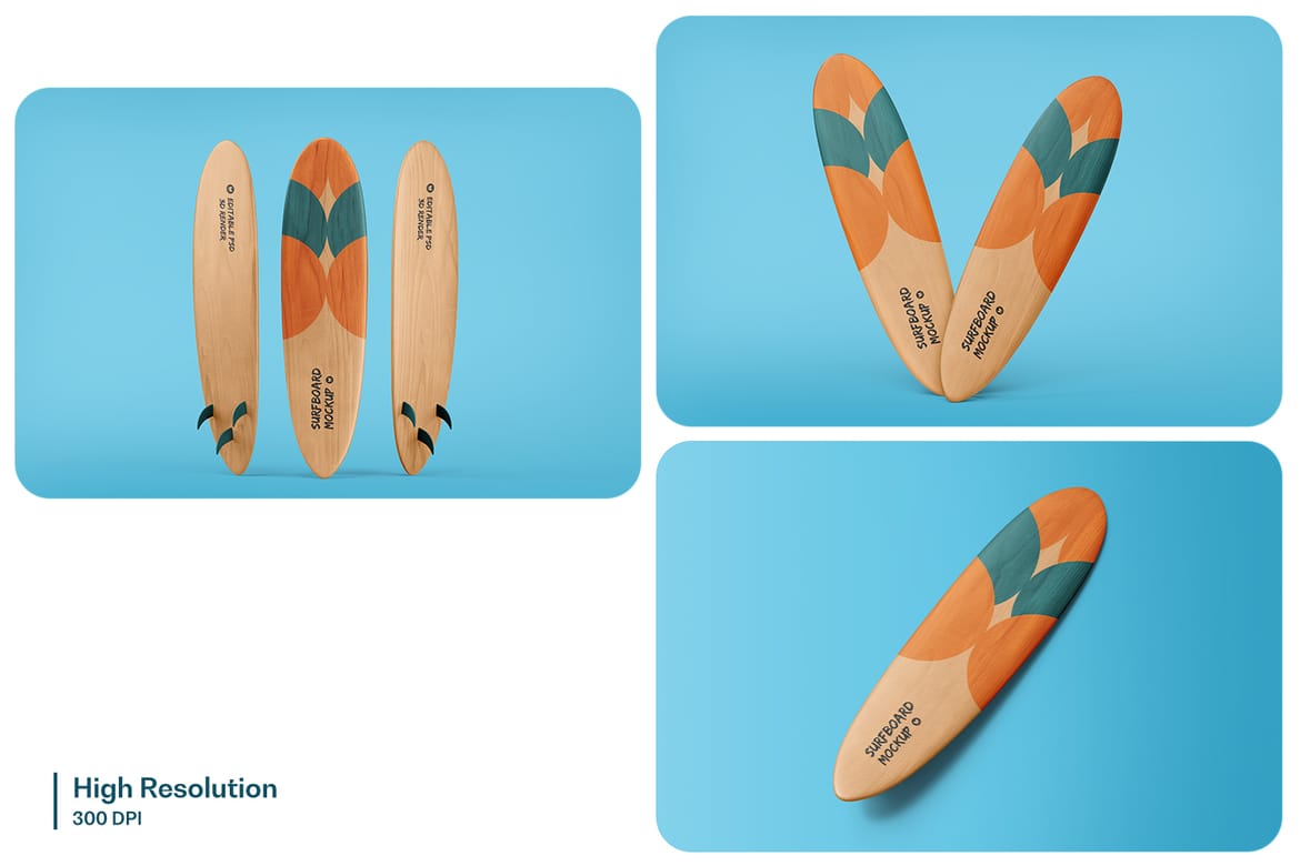 Wooden Surfboard Mockup