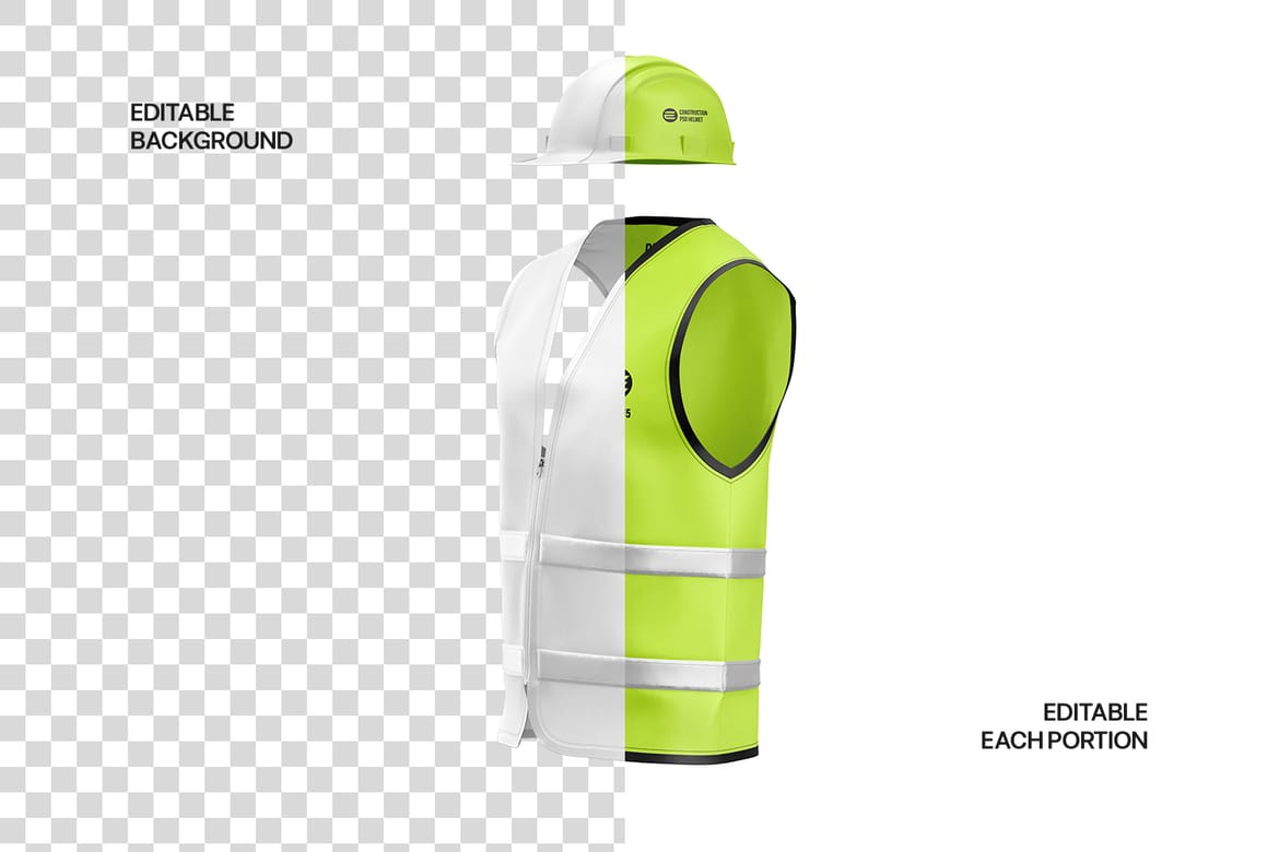 Construction Safety Vest with Helmet Mockup