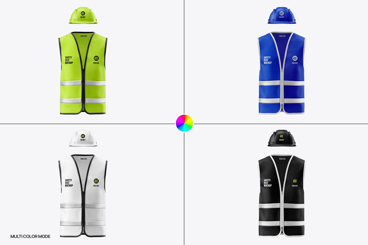 Construction Safety Vest with Helmet Mockup