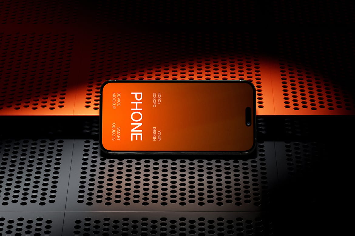 iPhone 16 Pro Mockup on Metal Rack