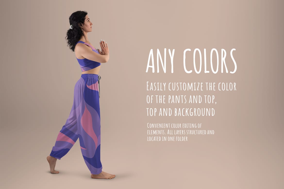 6 Wide Leg Pants Mockups and Top for Yoga and Pilates. vol.03