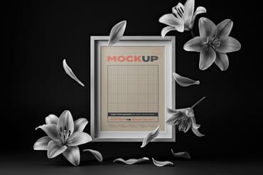 Pages and Cards with Flowers Mockups