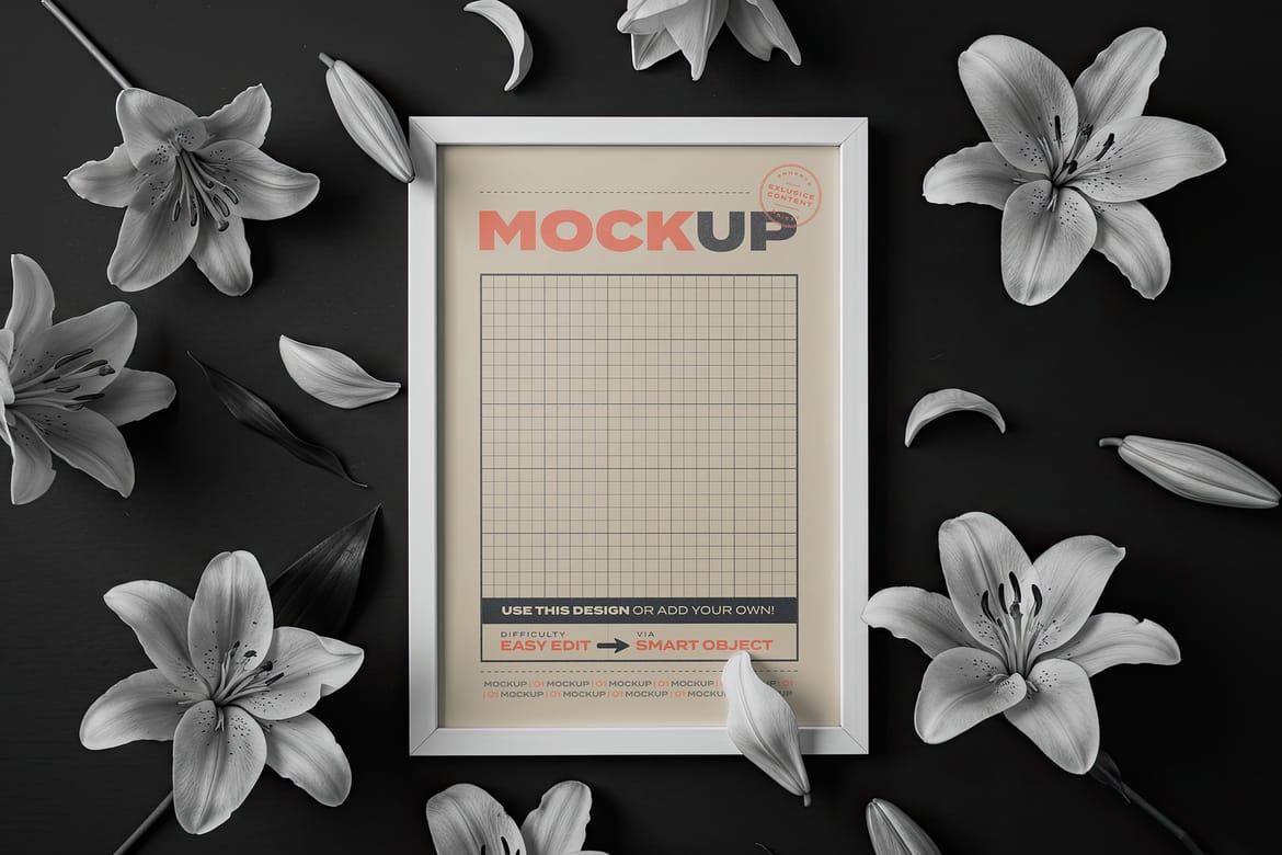 Pages and Cards with Flowers Mockups
