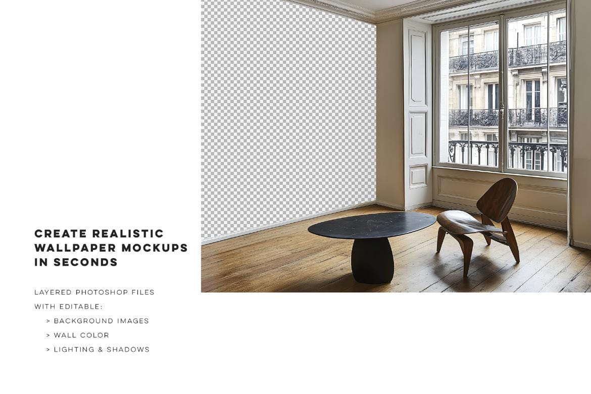 Parisian Home Room Wallpaper Mockup No 1 