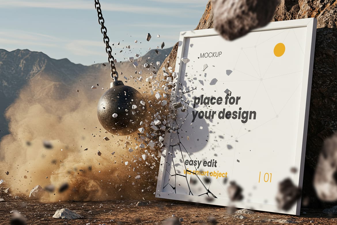 Demolition Wrecking Ball Poster Mockups