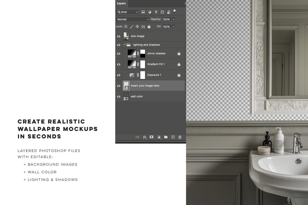 Parisian Bath Wallpaper Mockup No. 3