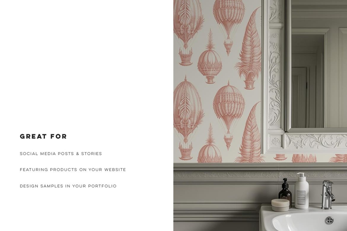 Parisian Bath Wallpaper Mockup No. 3