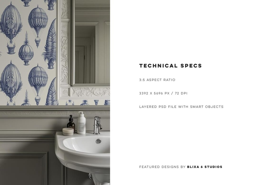 Parisian Bath Wallpaper Mockup No. 3
