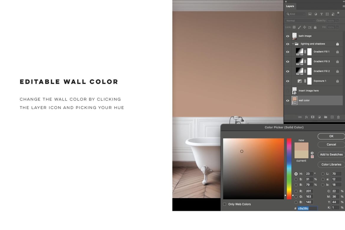 Vintage Bathroom Tub Wall Mockup | Paris Home No 1