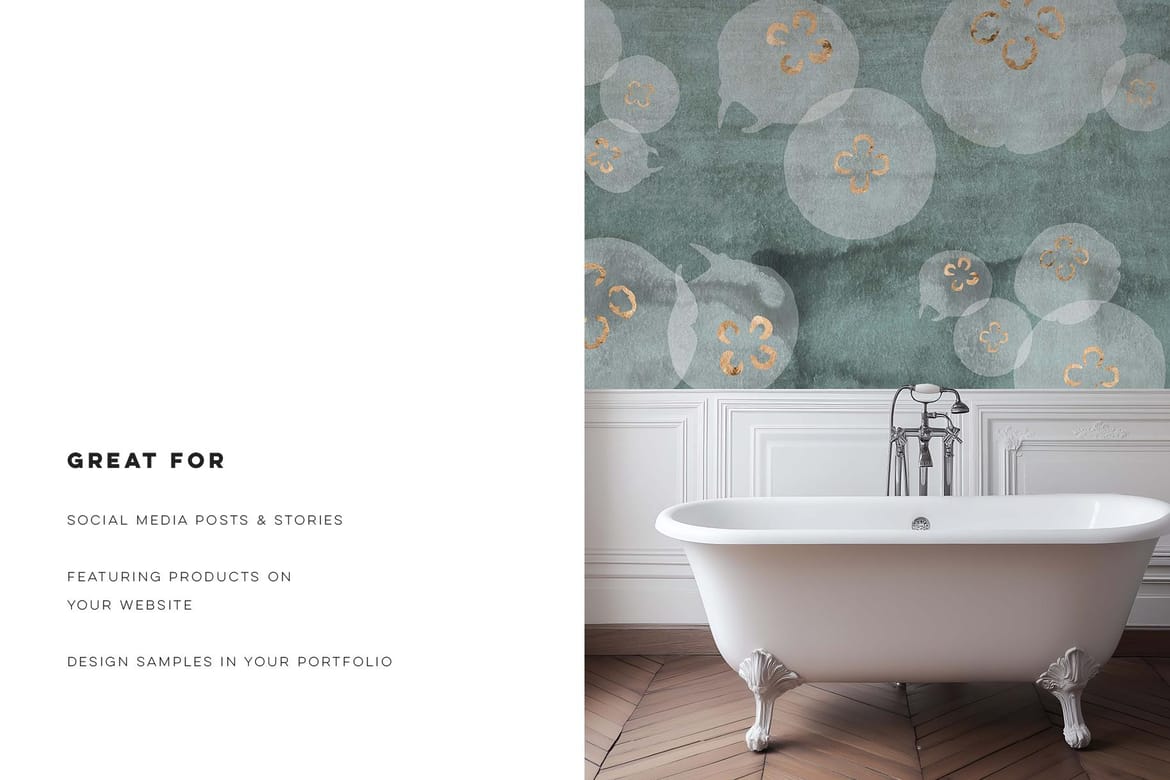 Vintage Bathroom Tub Wall Mockup | Paris Home No 1
