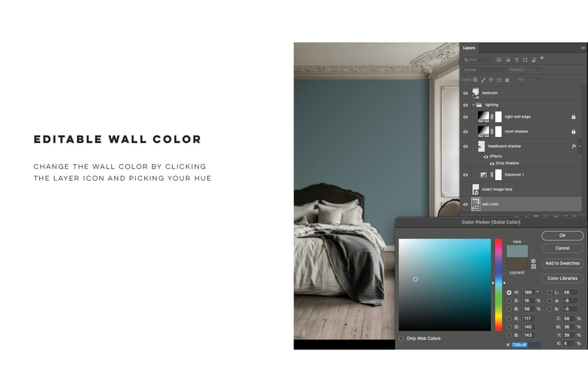 Rustic Danish Bedroom Mockup | Vintage Home No. 1