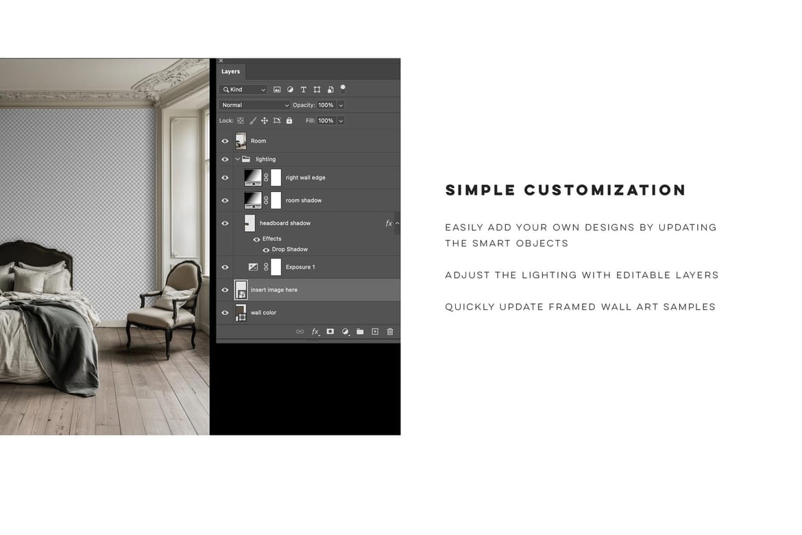 Rustic Danish Bedroom Mockup | Vintage Home No. 1