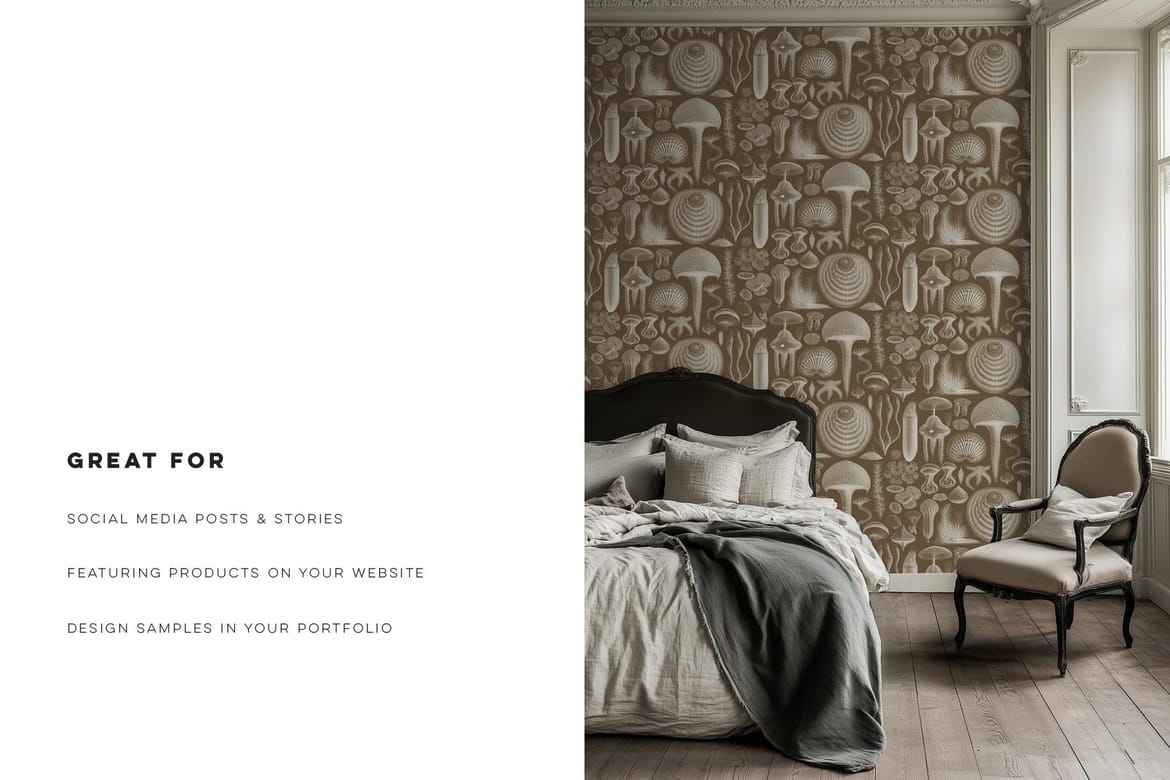 Rustic Danish Bedroom Mockup | Vintage Home No. 1