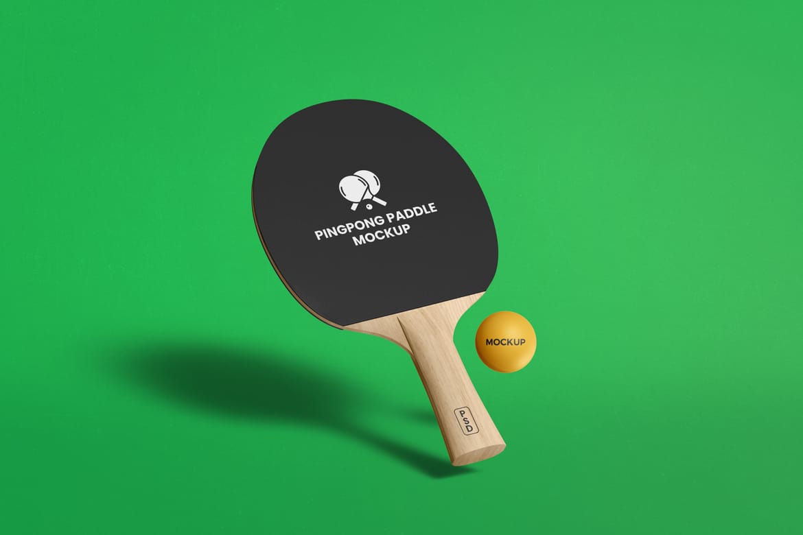 Wooden Ping Pong Paddle Mockup with Ball