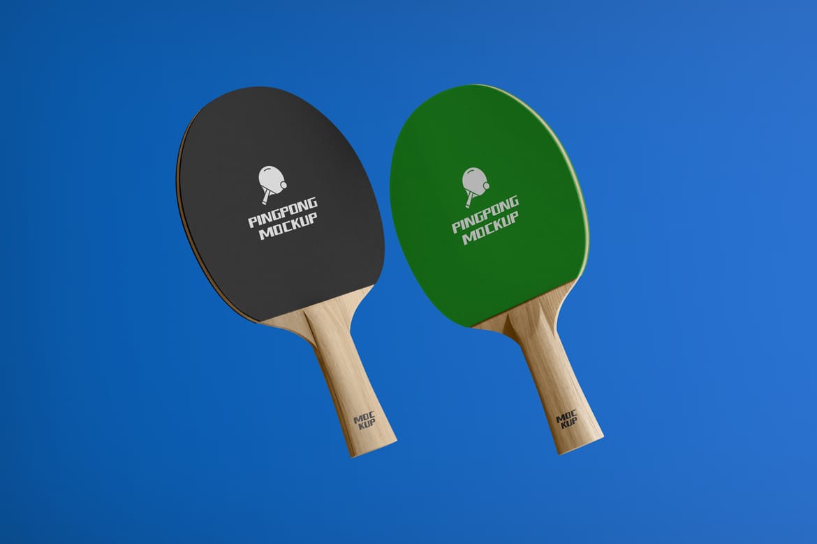 Wooden Ping Pong Paddle Mockup with Ball