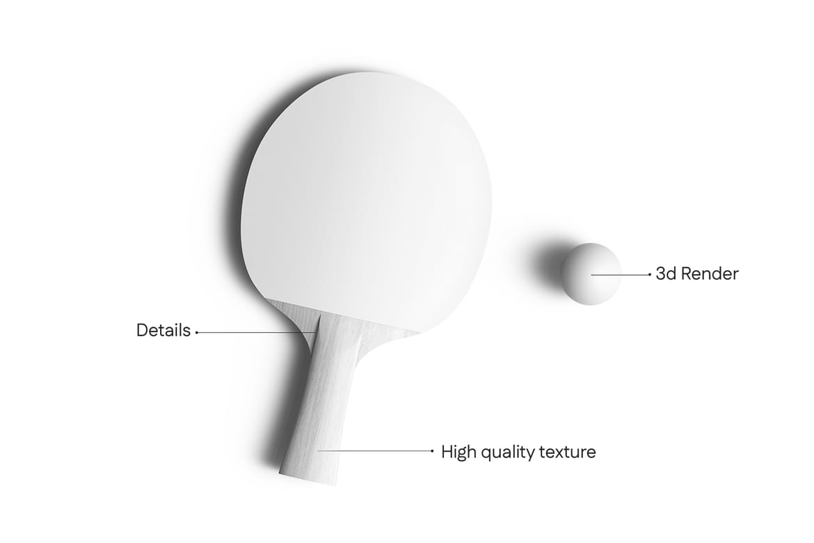 Wooden Ping Pong Paddle Mockup with Ball