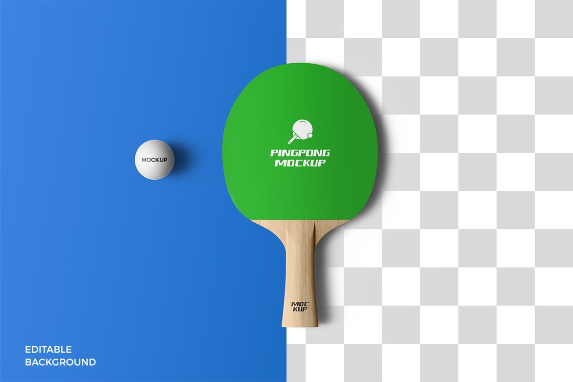 Wooden Ping Pong Paddle Mockup with Ball
