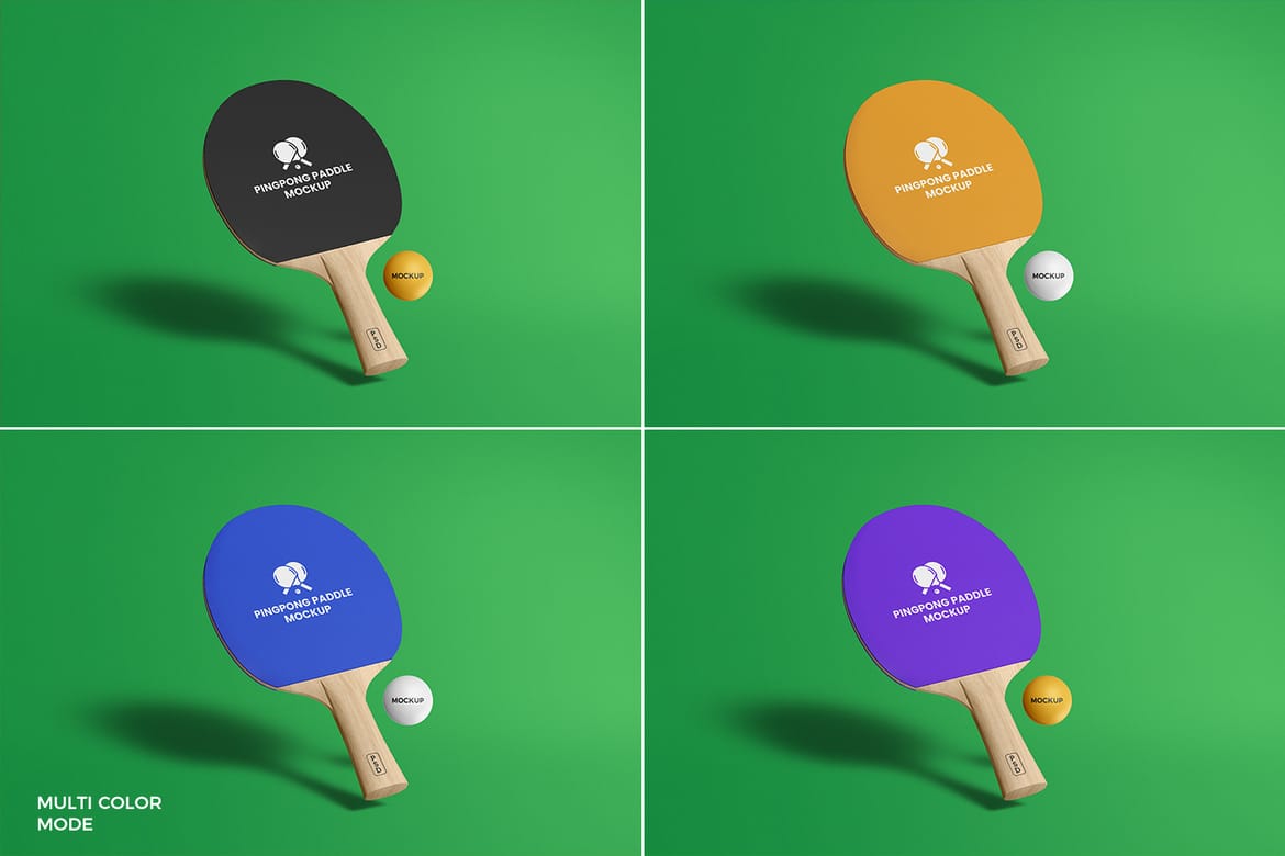 Wooden Ping Pong Paddle Mockup with Ball