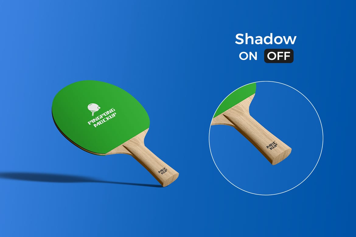 Wooden Ping Pong Paddle Mockup with Ball