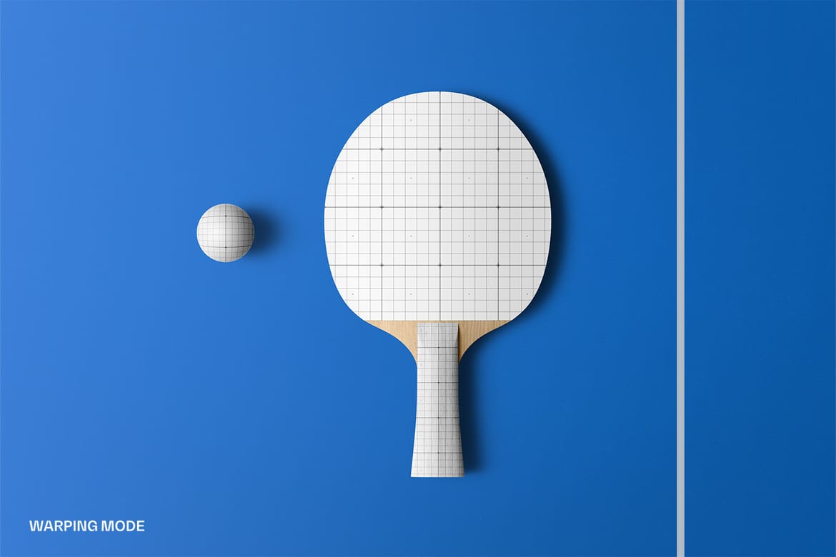 Wooden Ping Pong Paddle Mockup with Ball