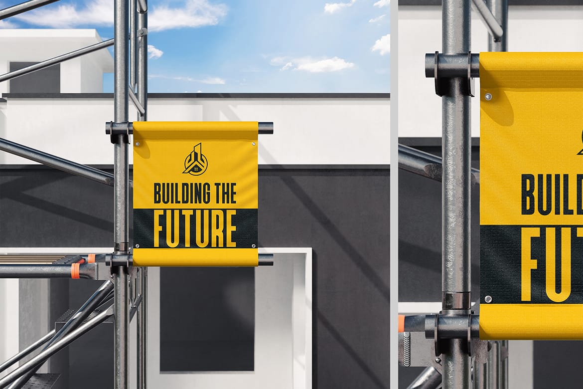 Scaffolding Pipe Banner Mockup