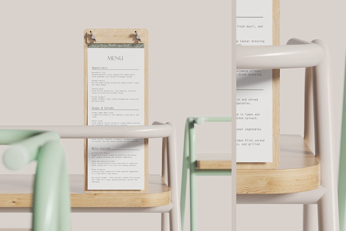 Wooden Menu Board Mockup