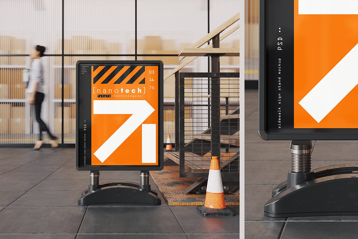 Sidewalk Sign Stand Mockup