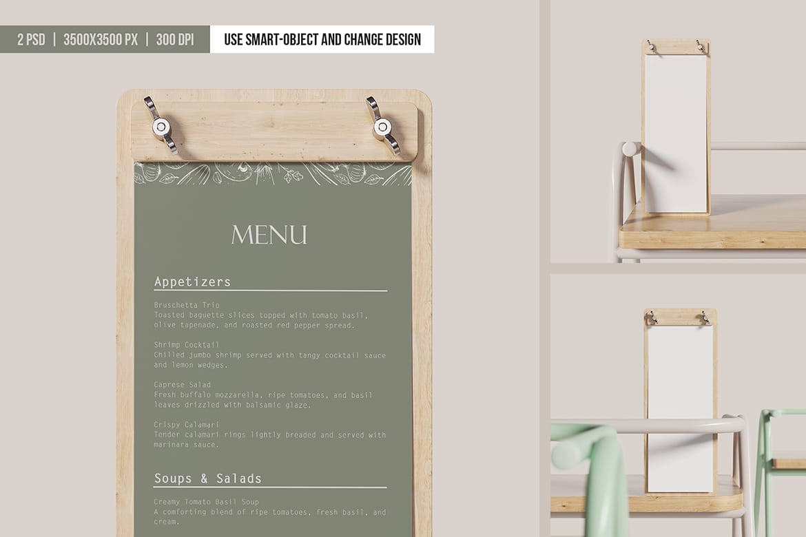 Wooden Menu Board Mockup