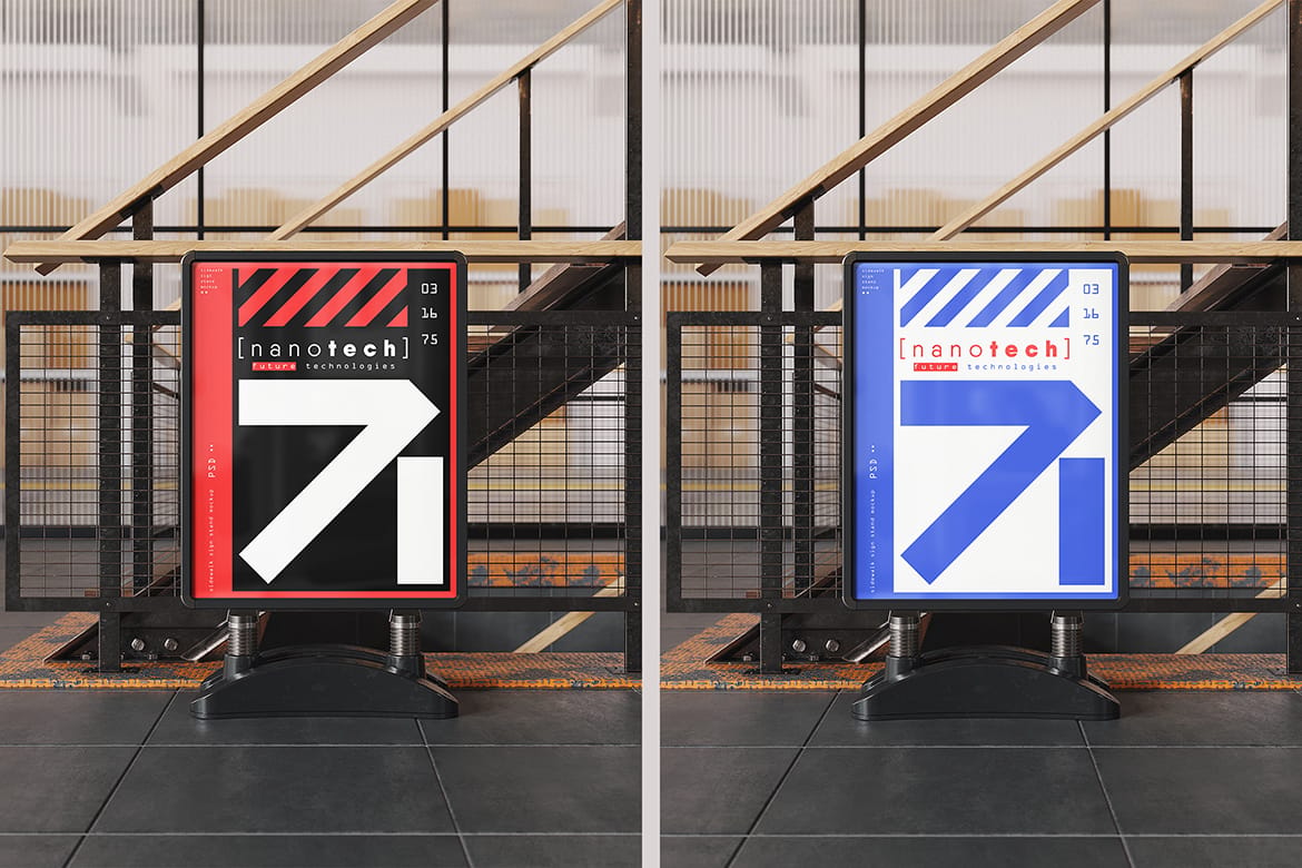 Sidewalk Sign Stand Mockup