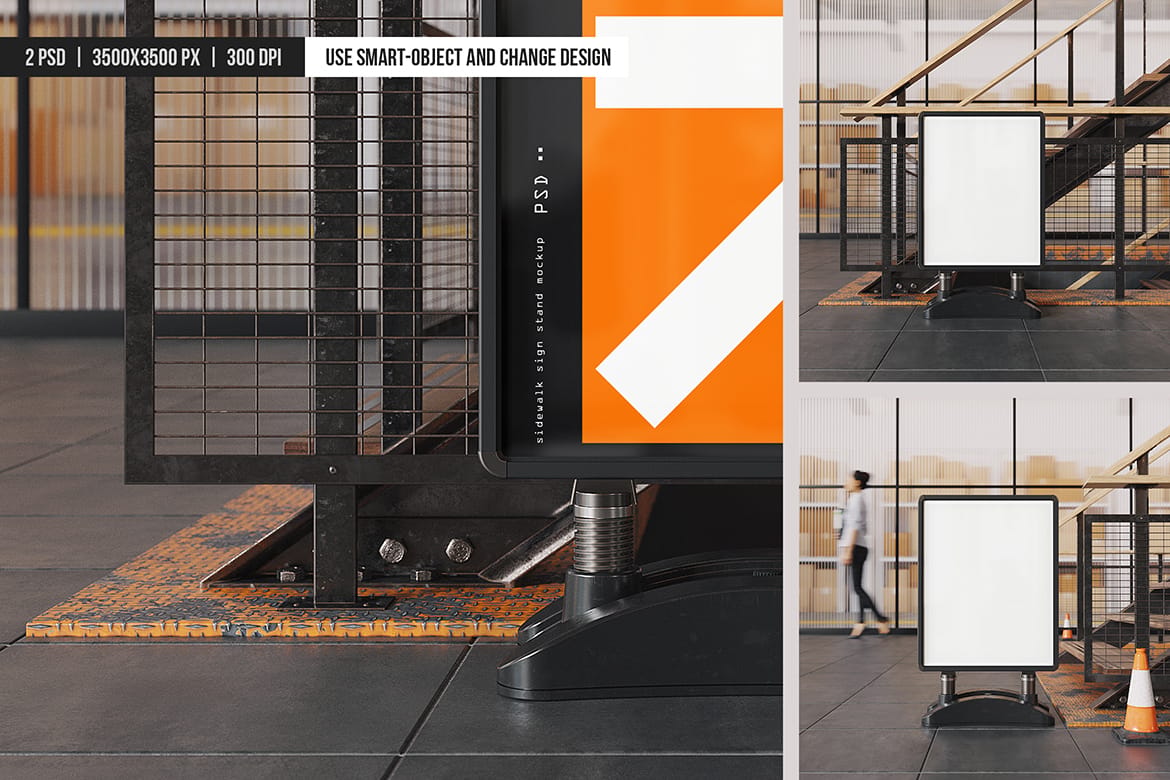 Sidewalk Sign Stand Mockup